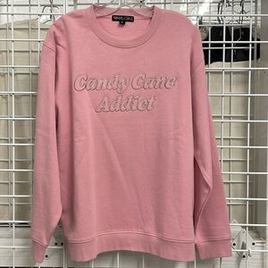 Pink crew neck sweatshirt with embroidery